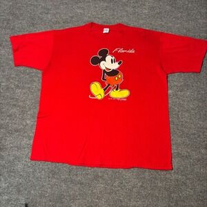Vintage 90s Velva Sheen Mickey Mouse
Florida T-Shirt Men's XXL Red Made‎ in USA